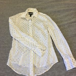Jcrew white button down w/ metallic gold dots-00P